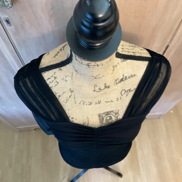 A.L.C  Black Jackie Mesh Long Sleeve Top Blouse ruched sheer whimsigoth fairy M - Picture 8 of 16